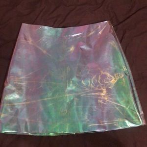 Iridescent purple, blue, silver pleather skirt